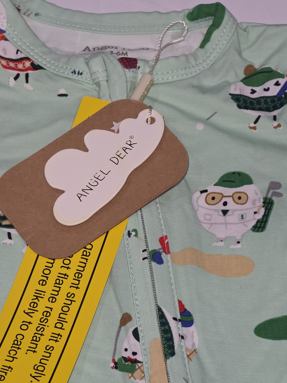 Angel Dear Mint Green Golf Character Footed Pajamas - Picture 5 of 10
